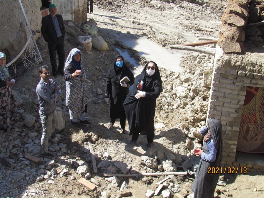 قوچان| بازدید رئیس بهزیستی شهرستان قوچان از روستای سیل زده دیزادیز 