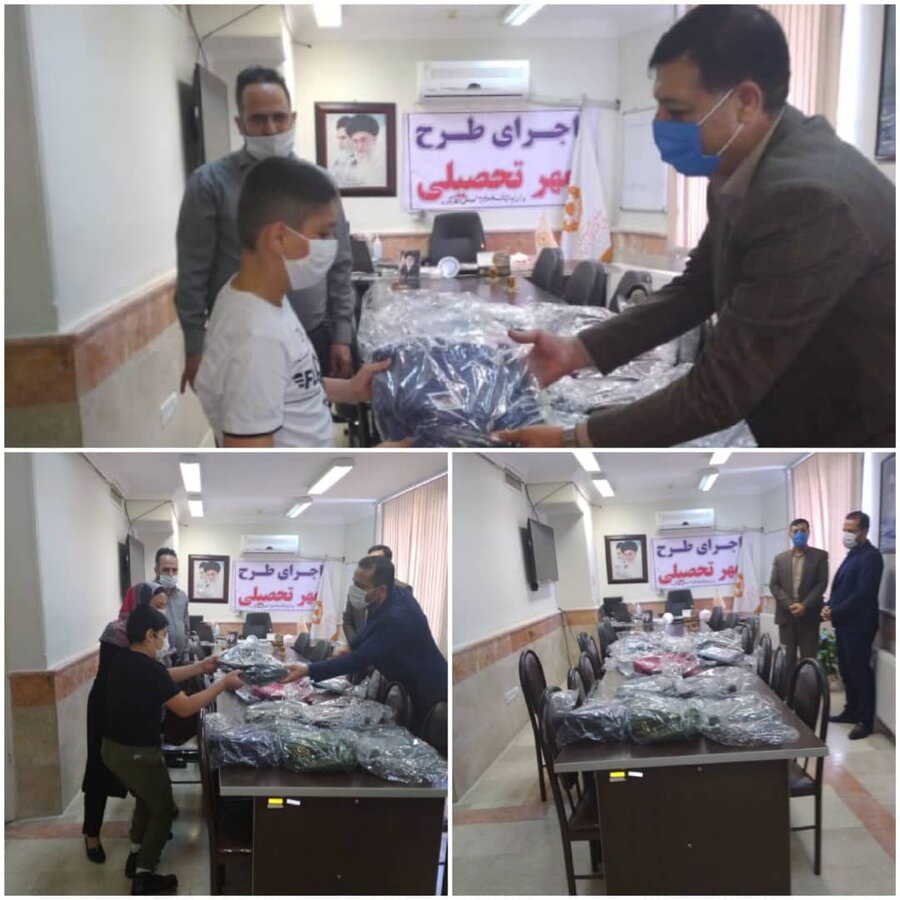 نظرآباد| اجرای طرح مهر و اهداء بسته های تحصیلی به دانش آموزان تحت پوشش نظرآبادی
