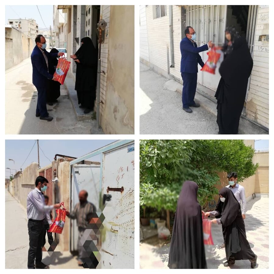 فارس | کازرون | توزیع ۵۰۰بسته مواد غذایی بین مددجویان اداره بهزیستی شهرستان کازرون 