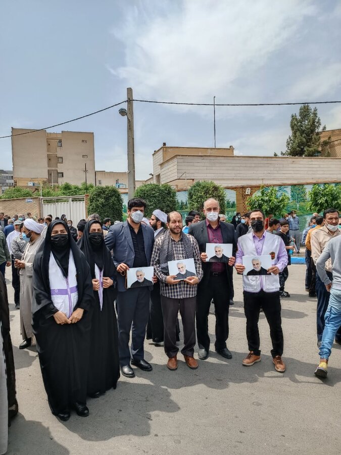 پاکدشت| حضور فعالانه رئیس و کارکنان بهزیستی در راهپیمایی روز قدس