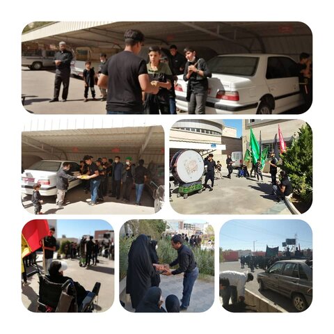 حضور هیئت عزاداران باب الحوائج حضرت ابوالفضل العباس علیه السلام شهرک بهزیستی در محل اداره کل بهزیستی خراسان جنوبی همزمان با هشتمین روز از ماه محرم