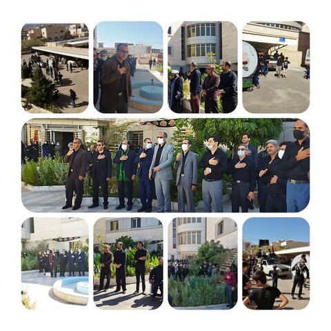 حضور هیئت عزاداران باب الحوائج حضرت ابوالفضل العباس علیه السلام شهرک بهزیستی در محل اداره کل بهزیستی خراسان جنوبی همزمان با هشتمین روز از ماه محرم