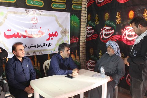 میز خدمت و خدمات تخصصی کارکنان بهزیستی خوزستان به زوار ابا عبدالله الحسین (ع)