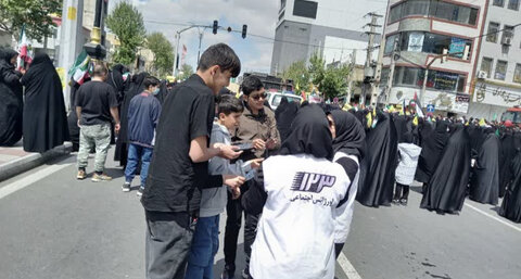 حضور پرشور مسئولین و مددجویان تحت پوشش بهزیستی شهرستان ساوجبلاغ در راهپیمایی روز قدس