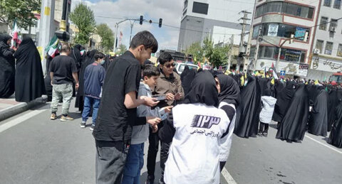 حضور پرشور مسئولین و مددجویان تحت پوشش بهزیستی شهرستان ساوجبلاغ در راهپیمایی روز قدس