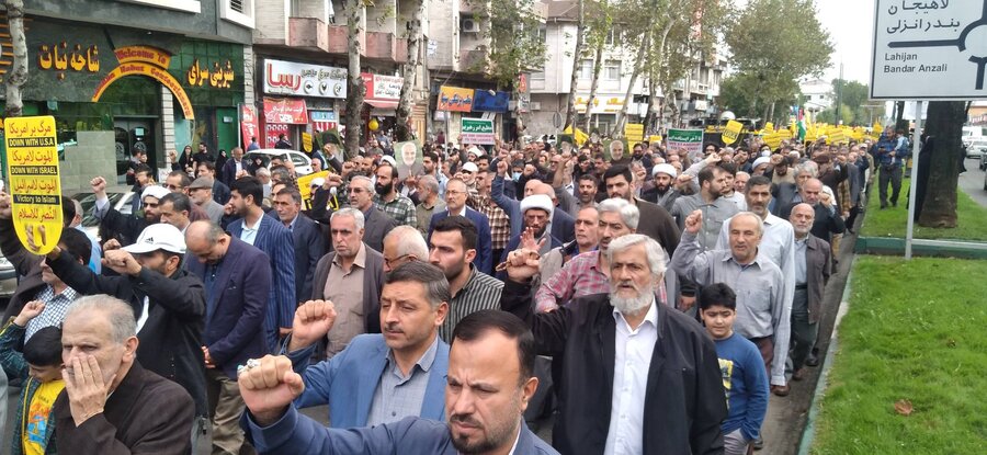 حضور مدیرکل و کارکنان بهزیستی گیلان در نماز جمعه رشت و راهپیمایی ضد صهیونیستی
