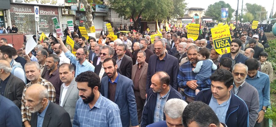 حضور مدیرکل و کارکنان بهزیستی گیلان در نماز جمعه رشت و راهپیمایی ضد صهیونیستی