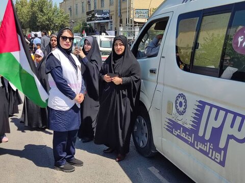 گزارش تصویری |شهرستانها| حضور خودرو اورژانس اجتماعی 123 بهزیستی سراسر استان بوشهر در مراسم روز جهانی قدس