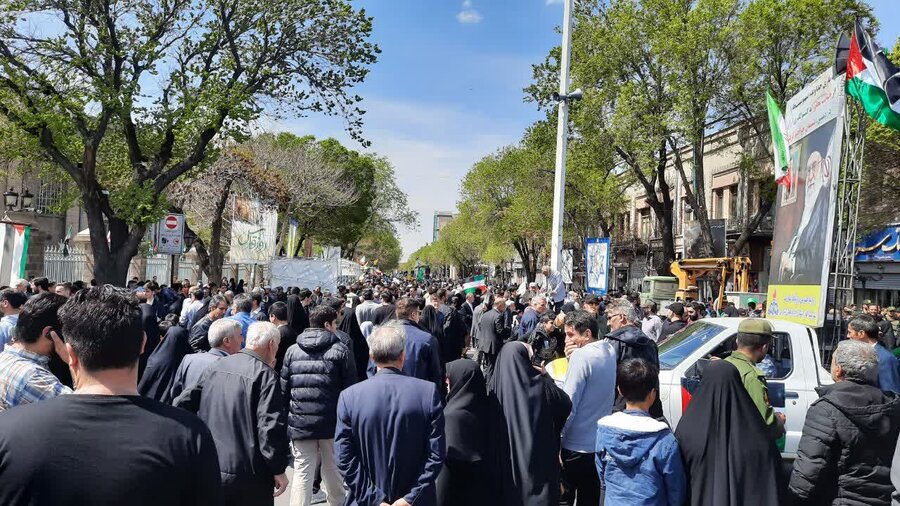 گزارش تصویری/ خروش مردم آذربایجان شرقی در راهپیمایی روز قدس