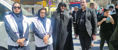 گزارش تصویری| استقرار اورژانس اجتماعی بهزیستی البرز در مسیر راهپیمایی روز قدس