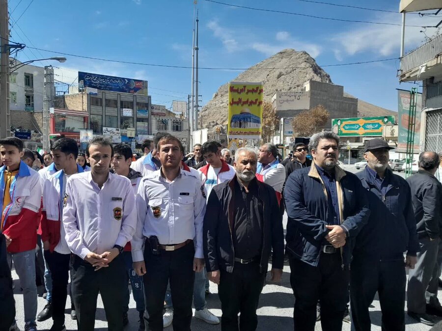 فیروزکوه | حضور رئیس وکارکنان بهزیستی در راهپیمایی روز قدس