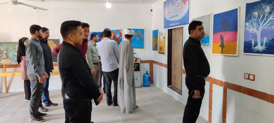 افتتاح نمایشگاه نقاشی مددجویان کم توان بهزیستی شهرستان گنبکی