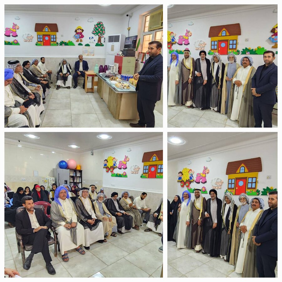 حضور شیوخ و اعضای انجمن صلح وسازش استان در بین روشندلان دشت آزادگان حضور شیوخ و اعضای انجمن صلح وسازش استان در بین روشندلان دشت آزادگان