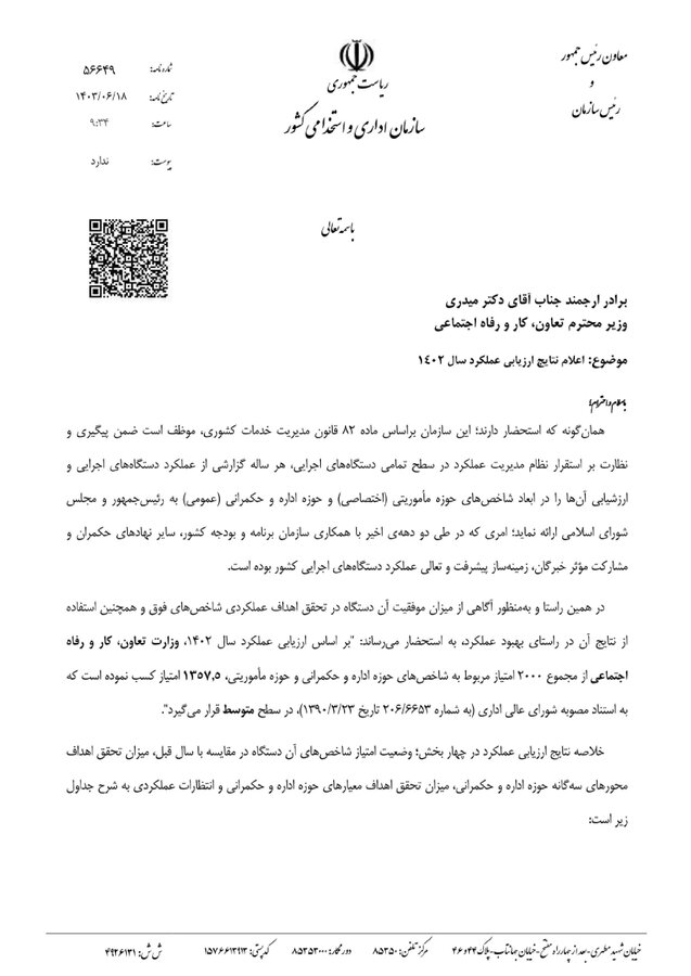 نامه جشنواره ارزیابی عملکرد1402 نامه جشنواره ارزیابی عملکرد1402