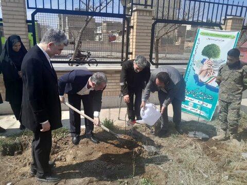 درختکاری به مناسبت هفته منابع طبیعی در اداره بهزیستی اشتهارد