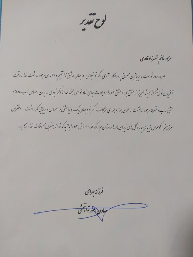 تقدیر معاون توانبخشی بهزیستی از دختران شاغل 