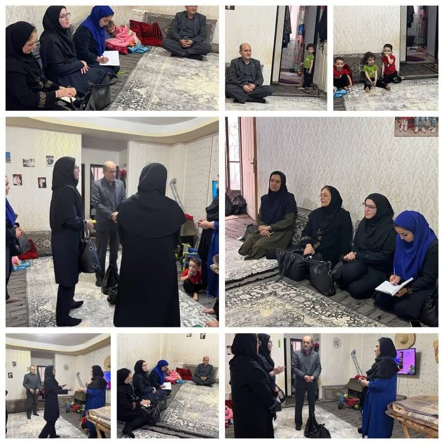 بازدید مدیرکل دفتر خانواده و بانوان معاونت سلامت اجتماعی بهزیستی کشور و مدیرکل بهزیستی گیلان از خانواده دارای فرزند سه قلو در شهرستان رشت 