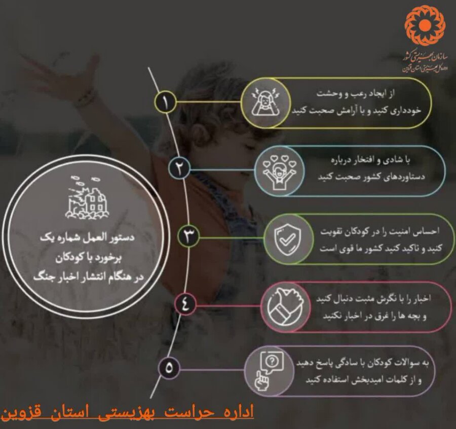 اینفوگرافیک | دستورالعمل شماره یک نحوه برخورد با کودکان در هنگام انتشار اخبار جنگ