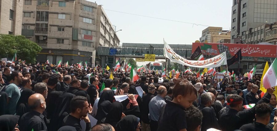 شهر تهران| حضور گسترده مسئولین و کارکنان بهزیستی تهران در مراسم تشییع پیکر پاک شهیدان مظلوم