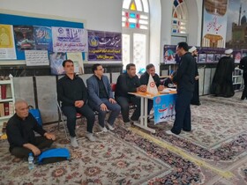 گزارش تصویری| برگزاری میز خدمت اداره بهزیستی در مصلی اعظم بناب
