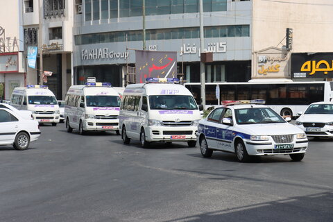 رژه خودرویی اورژانس اجتماعی ۱۲۳ بهزیستی در بوشهر؛ نمادی از حضور فعال در جامعه در هفته بهزیستی