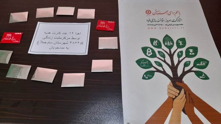 ساوجبلاغ | به مناسبت گرامیداشت هفته بهزیستی / اهداء کارت هدیه به مددجویان جامعه هدف توسط مرکز مثبت زندگی ۴۸۶۴