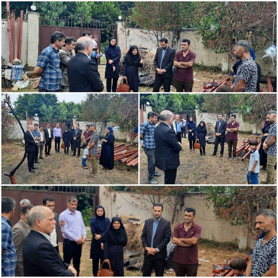 شفت /بازدید مسئولین از منزل مددجو تحت پوشش که منزل مسکونی اش دچار حریق شد