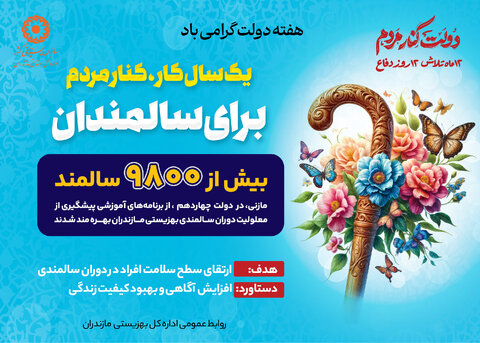 اینفوگرافیک| بیش از  ۹۸۰۰ سالمند مازنی در دولت چهاردهم از برنامه‌های پیشگیری از معلولیت دوران سالمندی بهزیستی مازندران بهره مند شدند