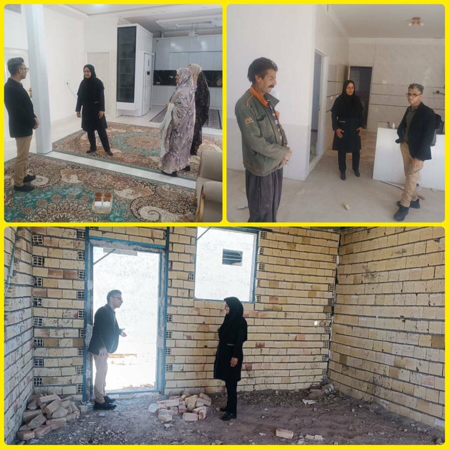 بازدید کارشناس مسکن اداره کل بهزیستی از مسکن های در حال ساخت مددجویان در شهرستان سرایان