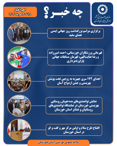 اینفوگرافیک| اهم اخبار بهزیستی خوزستان در نیمه دوم مهرماه