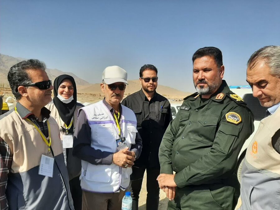 حضورسردار رفیعی‌کیا فرمانده انتظامی استان مرکزی در محل استقرار تیم‌های تخصصی بهزیستی استان، در مانور کوکبیه 