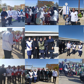 حضور پرسنل بهزیستی و اورژانس اجتماعی شهرستان بهار در راهپیمایی باشکوه ۱۳ آبان و روز دانش‌آموز