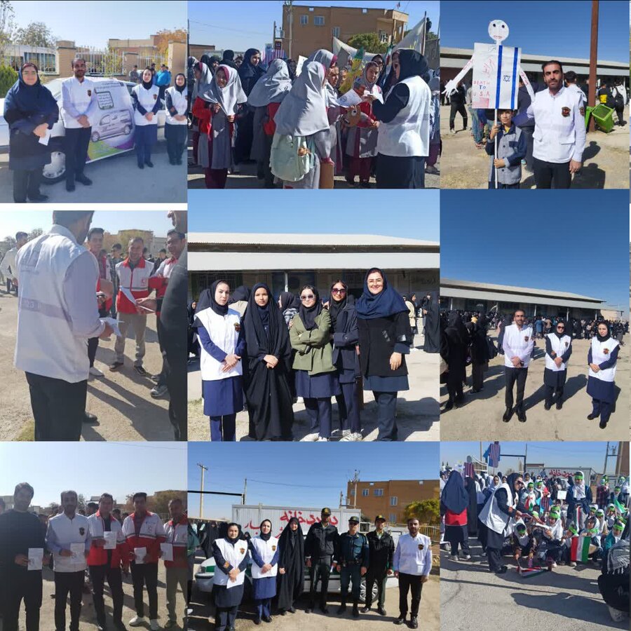  حضور پرسنل بهزیستی و اورژانس اجتماعی شهرستان بهار در راهپیمایی باشکوه ۱۳ آبان و روز دانش‌آموز