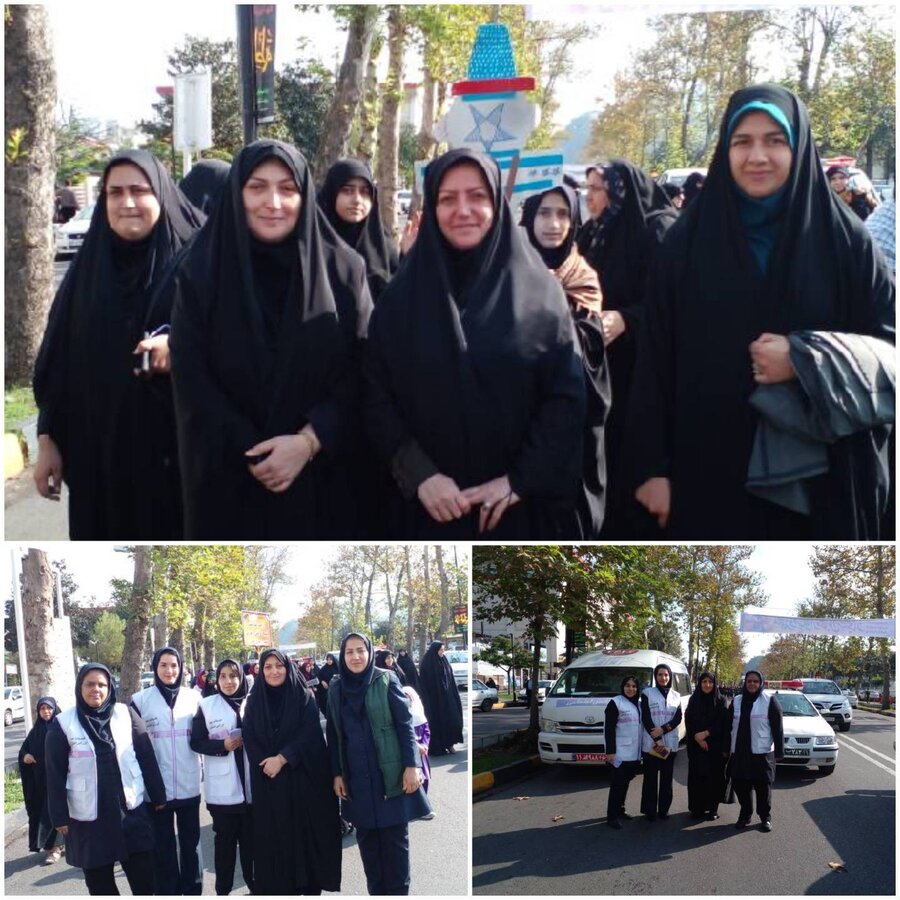 گزارش تصویری /کارکنان و کارشناسان اورژانس اجتماعی بهزیستی شهرستانهای استان در راهپیمایی 13 آبان