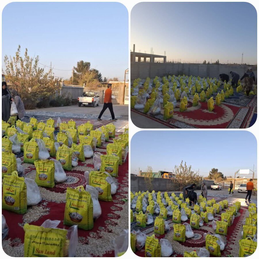 توزیع 300 سبد غذایی بین مددجویان و نیازمندان شهر اسفدن قاینات