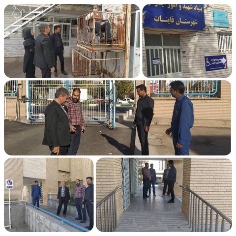بازدید از اداراتی شهرقاین که در حال اجرا و تغییر مناسب سازی در ورودی ساختمانشان میباشند