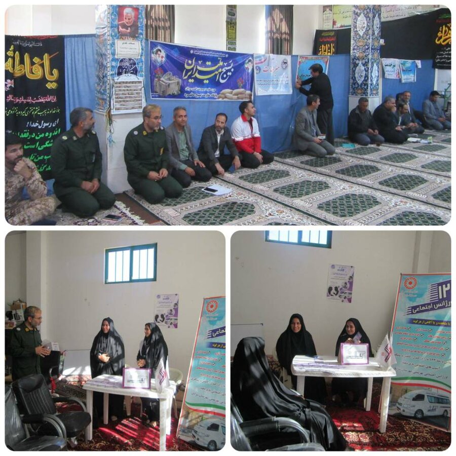 حضور معاون و پرسنل اورژانس اجتماعی بهزیستی شهرستان سرایان در میز خدمت بمناسبت گرامیداشت هفته بیسج