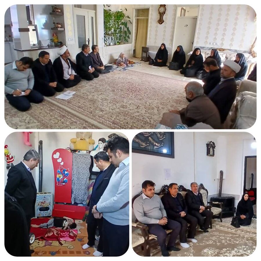 بازدید مسئولین بخش نیمبلوک از منازل افراد دارای معلولیت در خضری دشت بیاض
