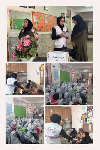 بیرجند/حضور کارشناسان اورژانس اجتماعی در دبستان دخترانه ۲۲ بهمن جهت آموزش خودمراقبتی