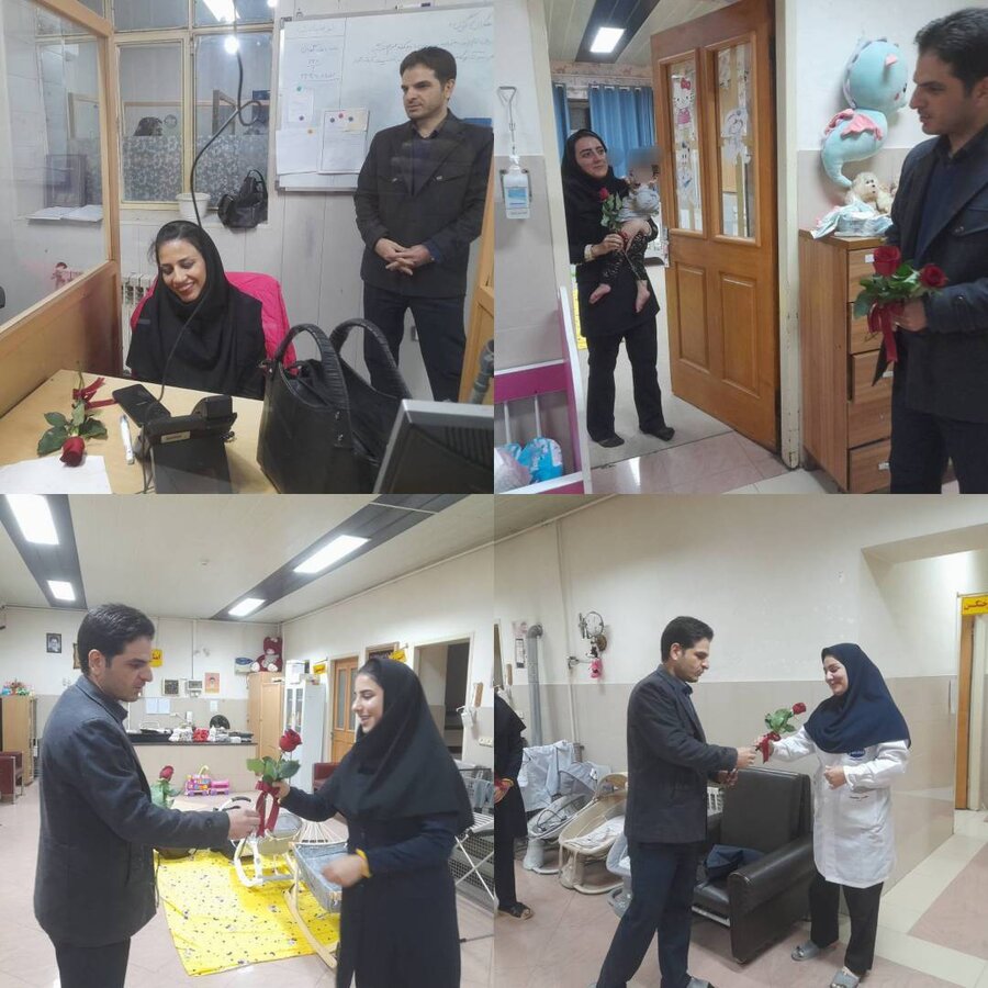 رشت /بازدید سرپرست بهزیستی رشت از مراکز شبانه روزی و اهدای گل به بانوان شاغل 