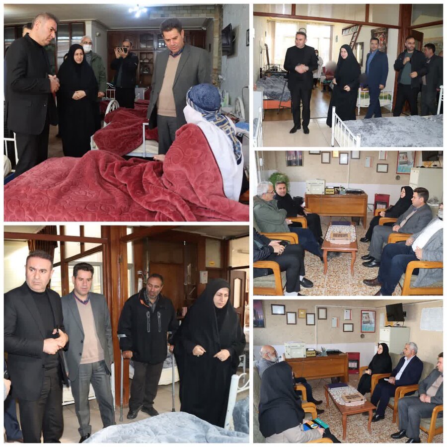  معاون پیشگیری از وقوع جرم دادگستری استان اردبیل به همراه مدیرکل بهزیستی استان و مدیر بهزیستی شهرستان اردبیل، از مرکز توانبخشی و نگهداری از سالمندان 