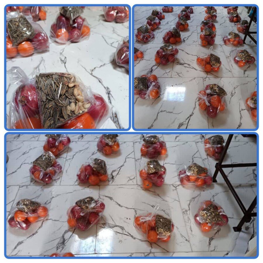 اهدای 100 کیلو میوه و 50 بسته یلدایی با مشارکت خیریه زهرای مرضیه اصفهان و همکاران بهزیستی