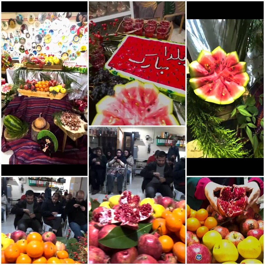 لاهیجان /استفاده از دست سازه های هنری معلولین در تزئین جشن شب یلدا در مرکزآموزشی رستاک 