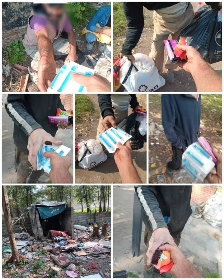 لاهیجان/توزیع بسته های بهداشتی توسط تیم گشت موبایل سنتر همای سعادت دربین بیماران پر خطر اعتیاد