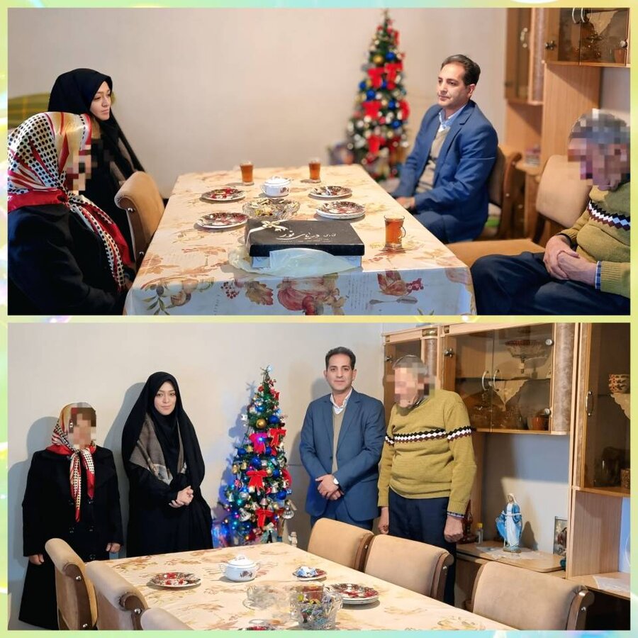 ​«تجلی همدلی در آغاز سال نو؛ دیدار رئیس بهزیستی سلماس با خانواده توانخواهان مسیحی»