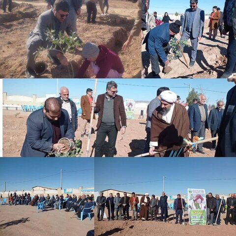 پویش درختکاری به یاد ۲۱۱ شهید شهرستان فردوس و ۱۹ جهاندیده مرد مرکز سالمندان و یادبود روز پدر