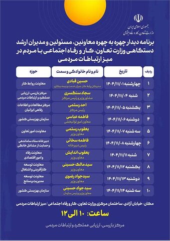 دیدار چهره به چهره معاونین وزارت تعاون،کار و رفاه اجتماعی با مردم