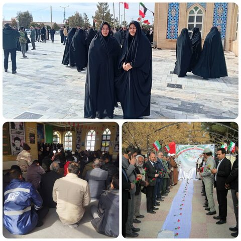 دهه فجر گرامی باد/ حضور رئیس و کارشناسان اورژانس اجتماعی بهزیستی شهرستان سرایان در مراسم گلباران مزار شهدا