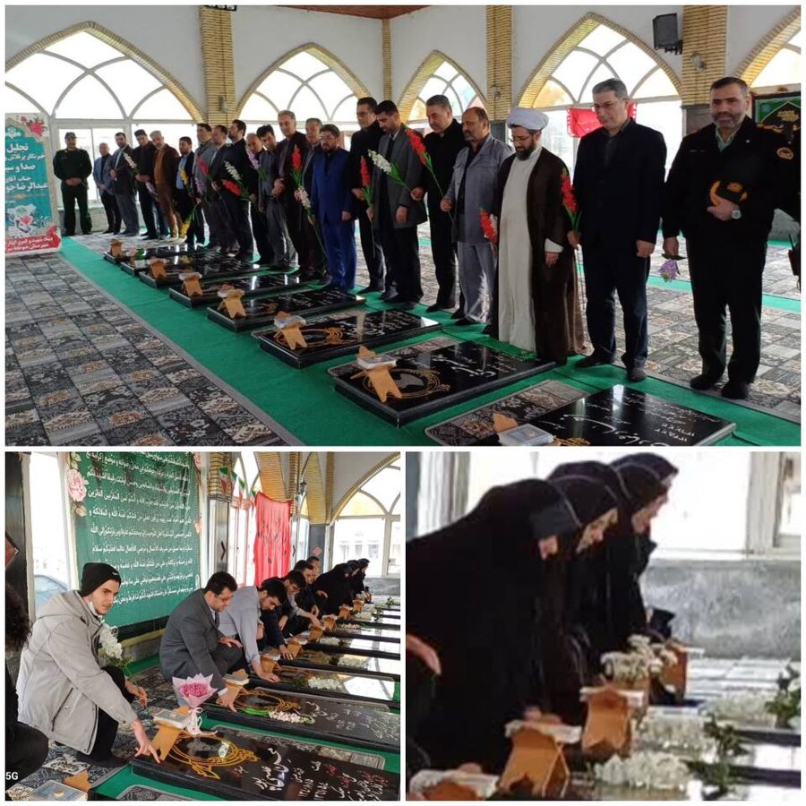 صومعه سرا /گلباران گلزار شهدا همزمان با آغاز دهه فجر با حضور کارکنان بهزیستی 