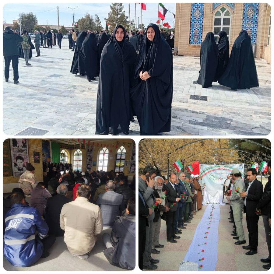 دهه فجر گرامی باد/ حضور رئیس و کارشناسان اورژانس اجتماعی بهزیستی شهرستان سرایان در مراسم گلباران مزار شهدا